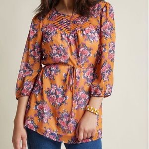 💐ModCloth Floral Tunic Top With 3/4 Sleeves💐